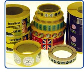 A selection of self-adhesive labels